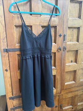 Lioness Black Textured Dress with Spaghetti Straps